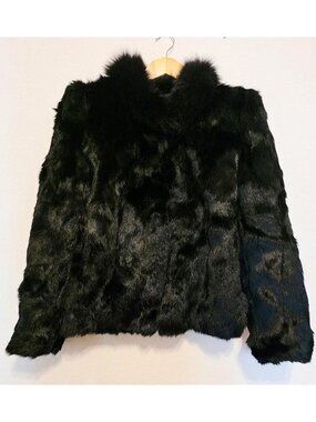 Vintage Black Fur Cropped Jacket – Luxe Boxy Fit